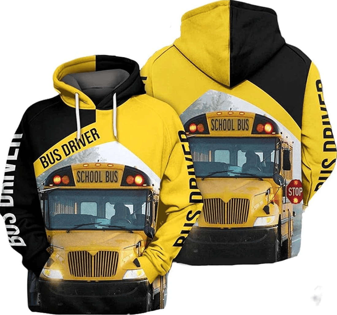 Personalized School Bus Driver Yellow Color Lover - 3D Printed Pullover Hoodie