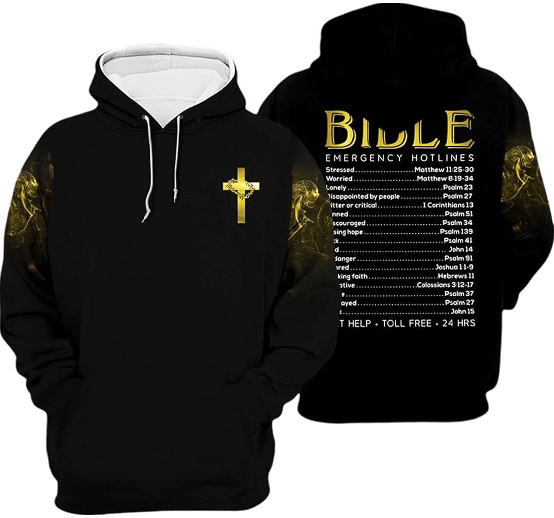 Personalized Bible Hotline Emergency Numbers Xl - 3D Printed Pullover Hoodie