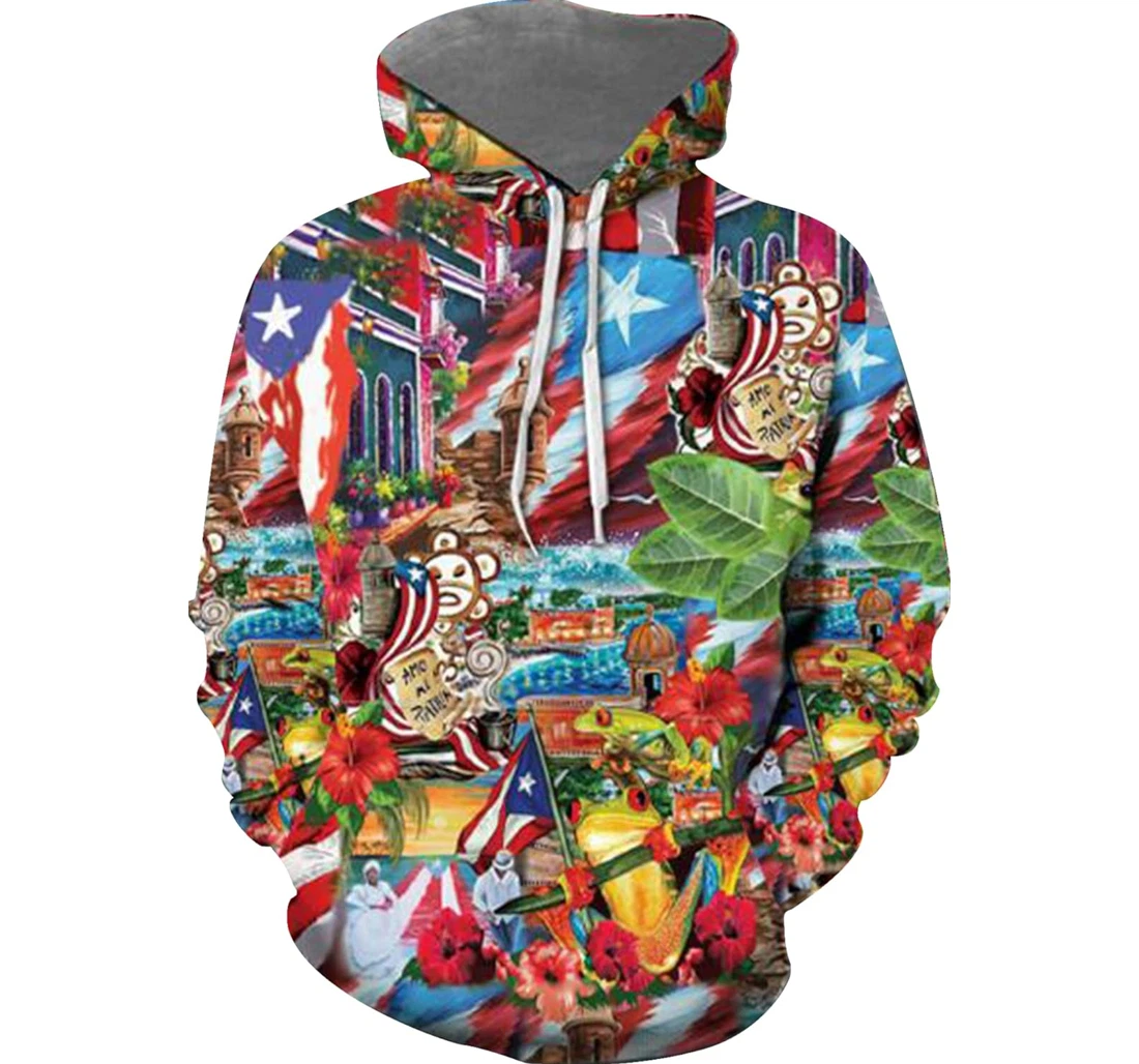 Personalized Puerto Rico Aesthetic Puerto Rico Puerto Rico Puerto Rico Aesthetic Vintage Aesthetic - 3D Printed Pullover Hoodie