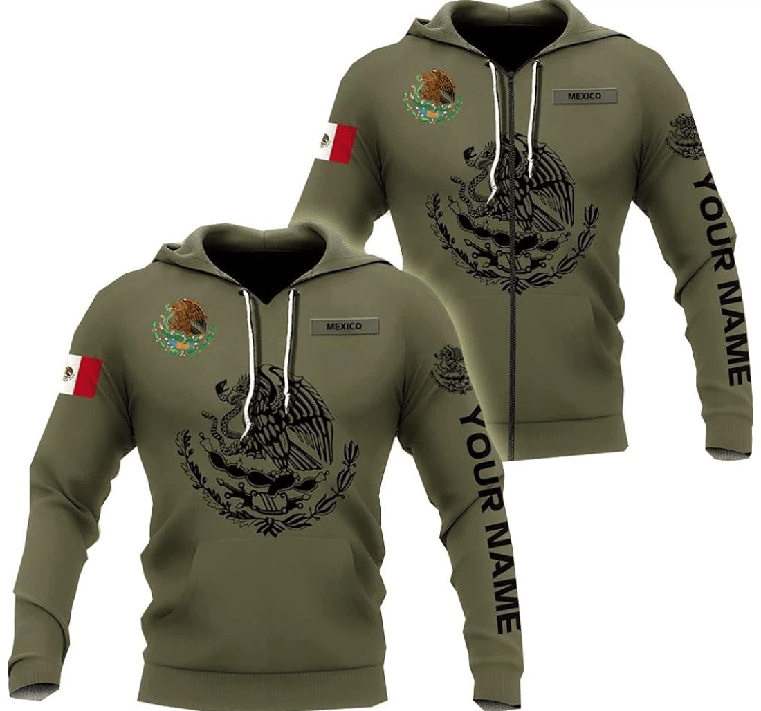 Personalized Name Mexican Symbol Mexico Flag - 3D Printed Pullover Hoodie