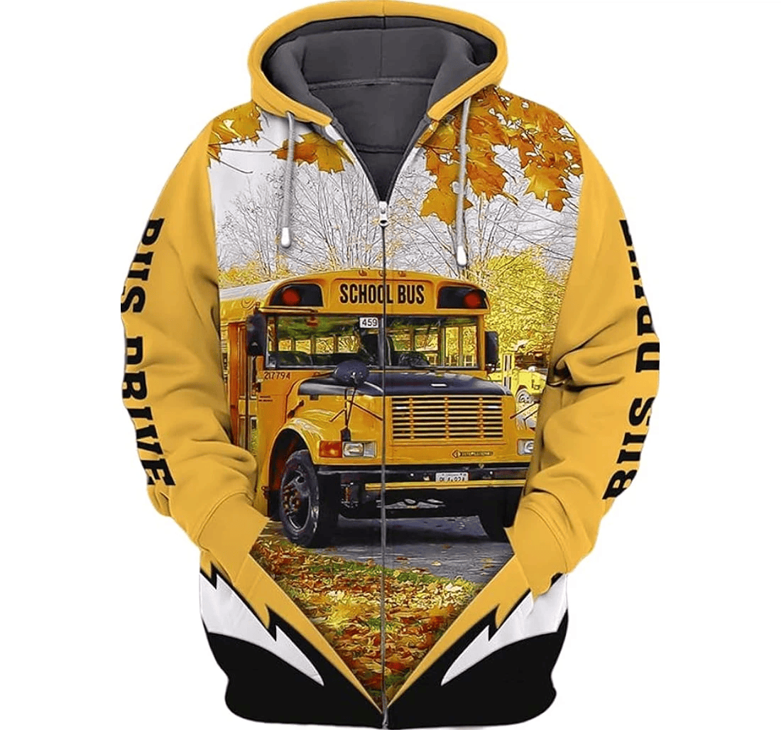 Personalized School Bus Driver Yellow Color Lover - 3D Printed Pullover Hoodie