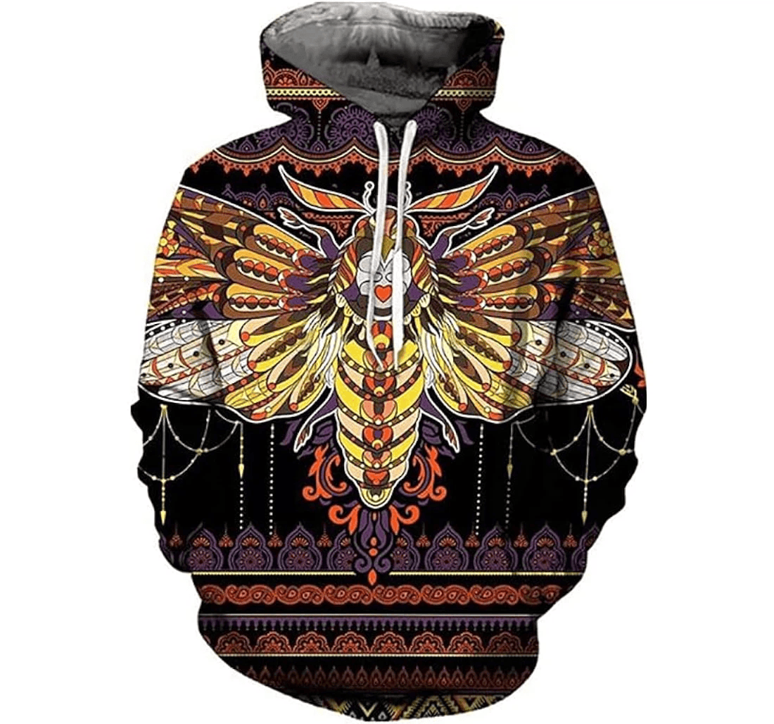 Personalized Moth Bohemian Style Colorful Art Lover - 3D Printed Pullover Hoodie