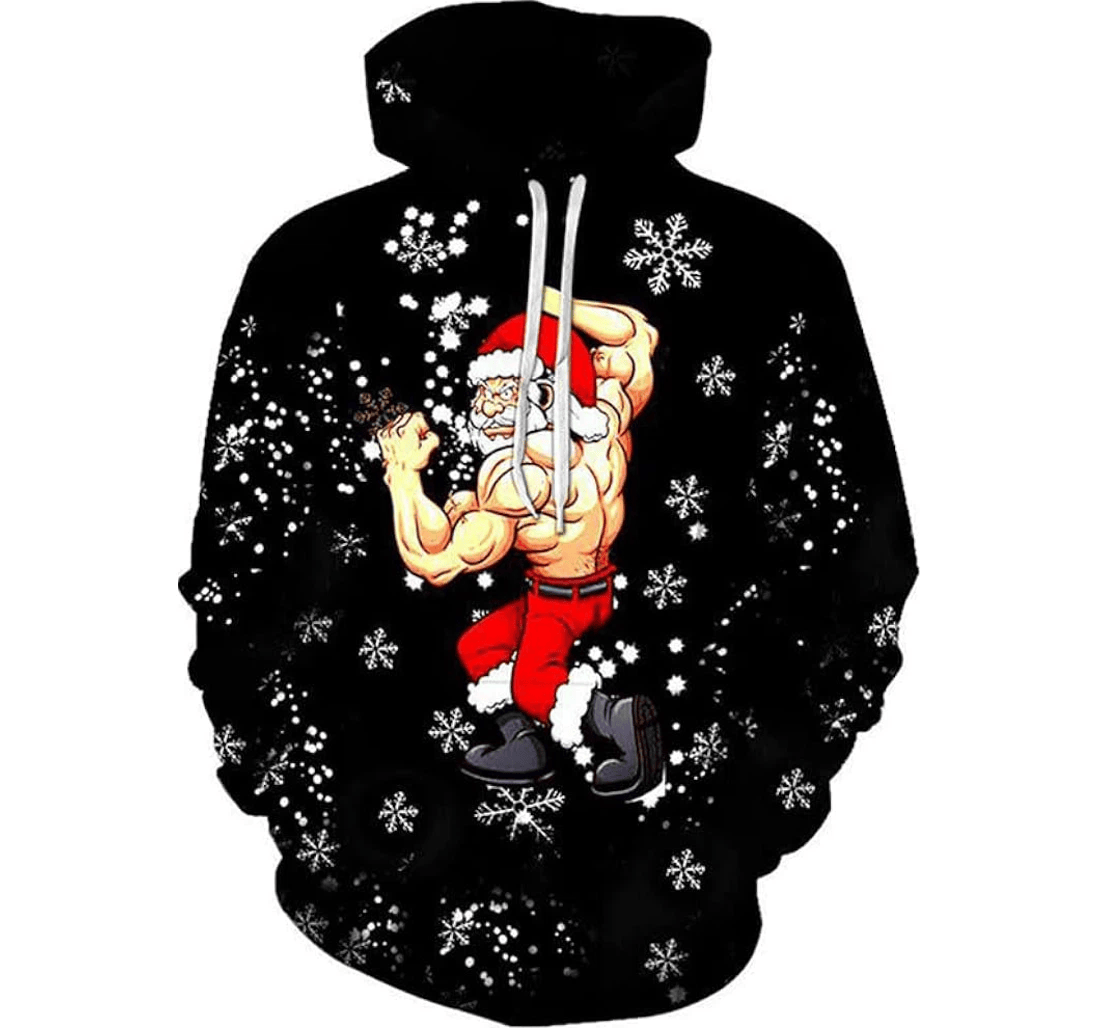 Personalized Strong Santa Claus Snowflake Pattern - 3D Printed Pullover Hoodie