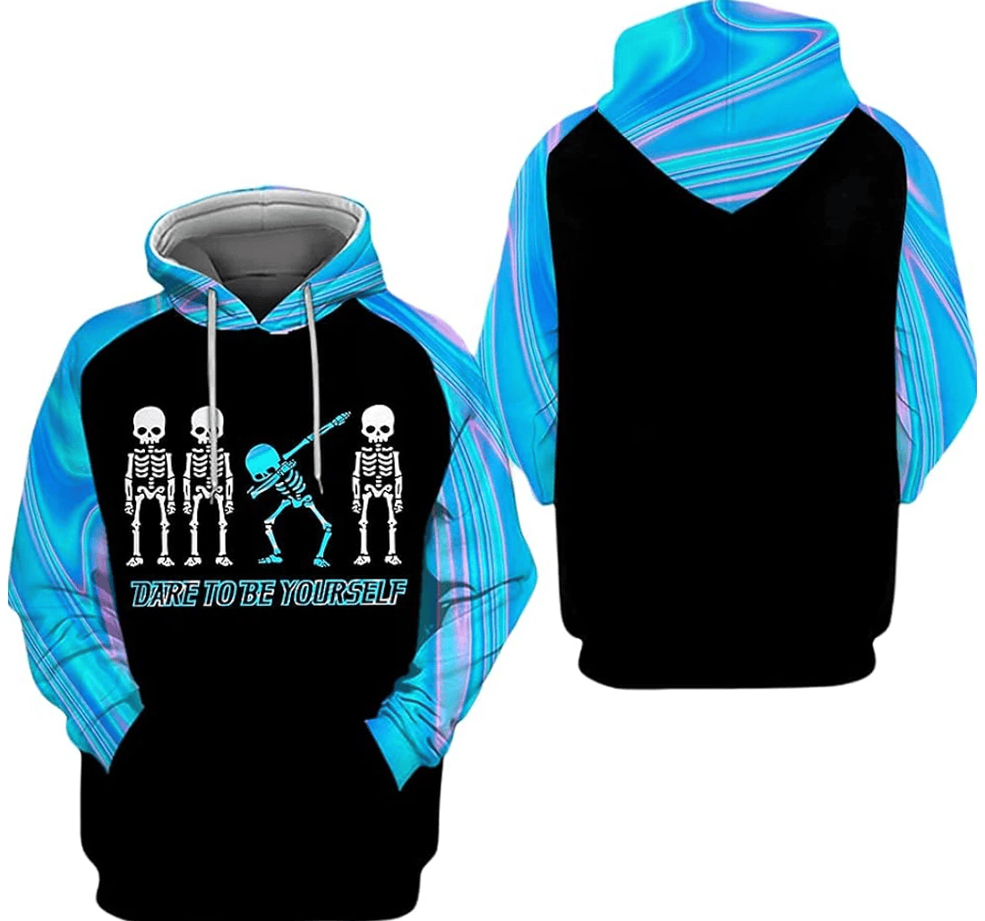 Personalized Dabbing Skeleton Dare To Be Yourself Lover - 3D Printed Pullover Hoodie