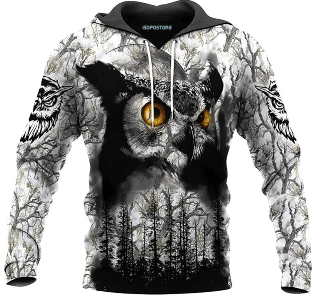 Personalized Owl Yellow Eyes Camou Wild Life Style Lover - 3D Printed Pullover Hoodie