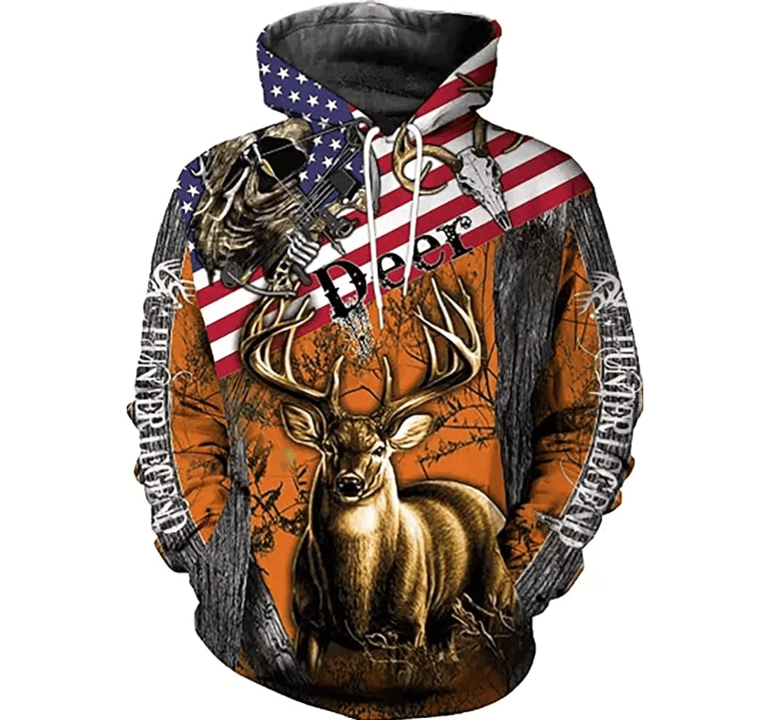 Personalized American Deer Hunting Lover - 3D Printed Pullover Hoodie