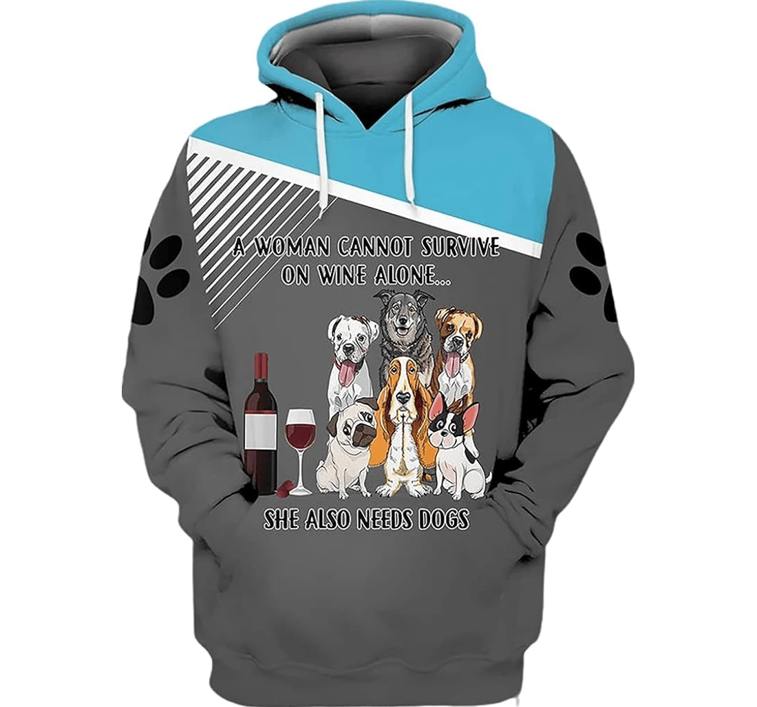 Personalized Need Dogs Wine - 3D Printed Pullover Hoodie