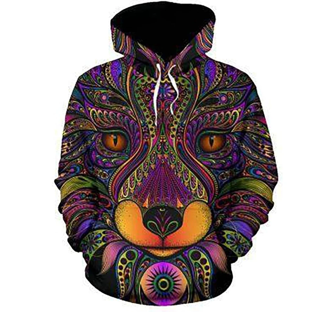 Personalized Psychedelic Fox - 3D Printed Pullover Hoodie