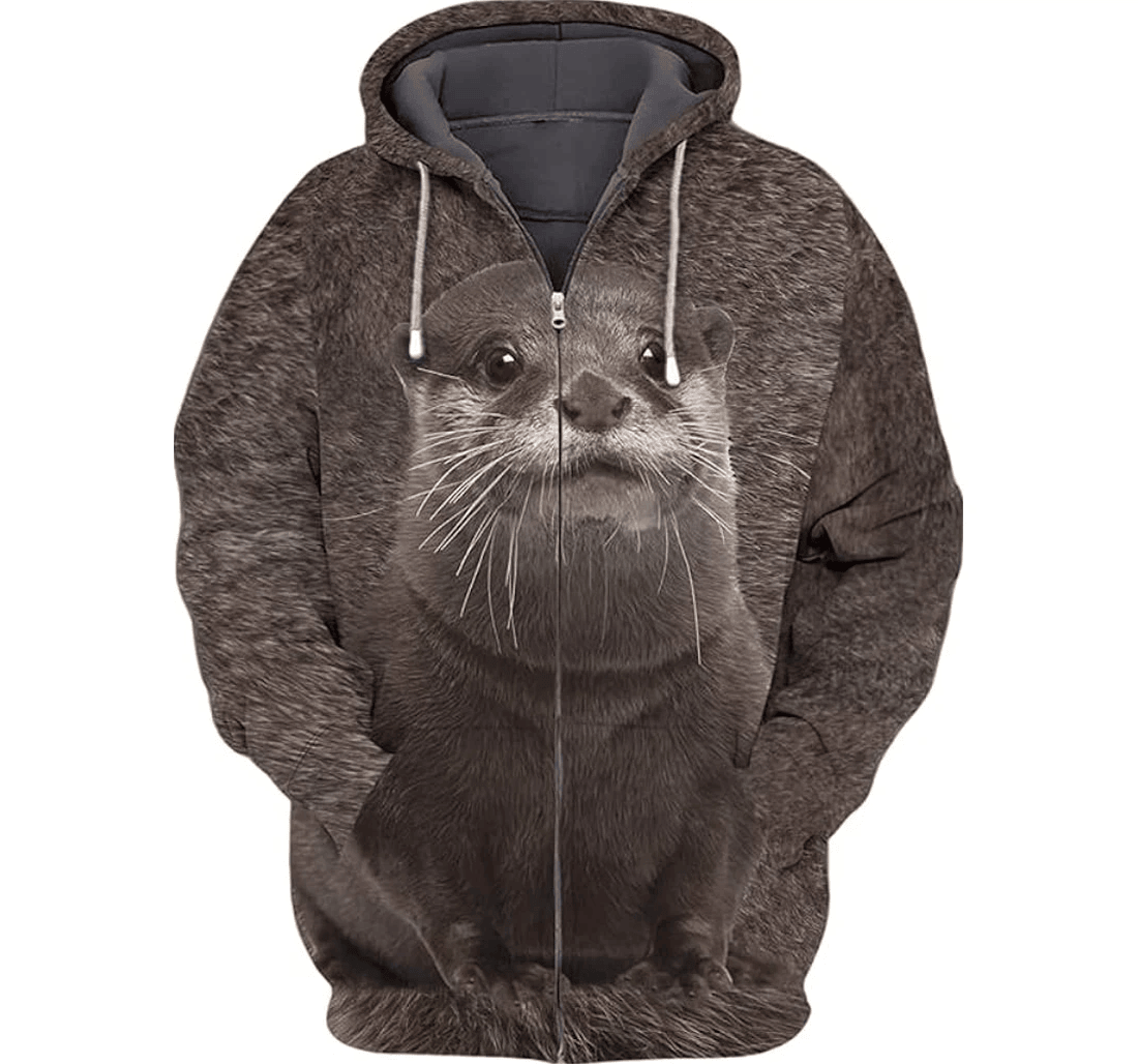 Personalized Otter Lover Otter Feather Wild Life Lover - 3D Printed Pullover Hoodie