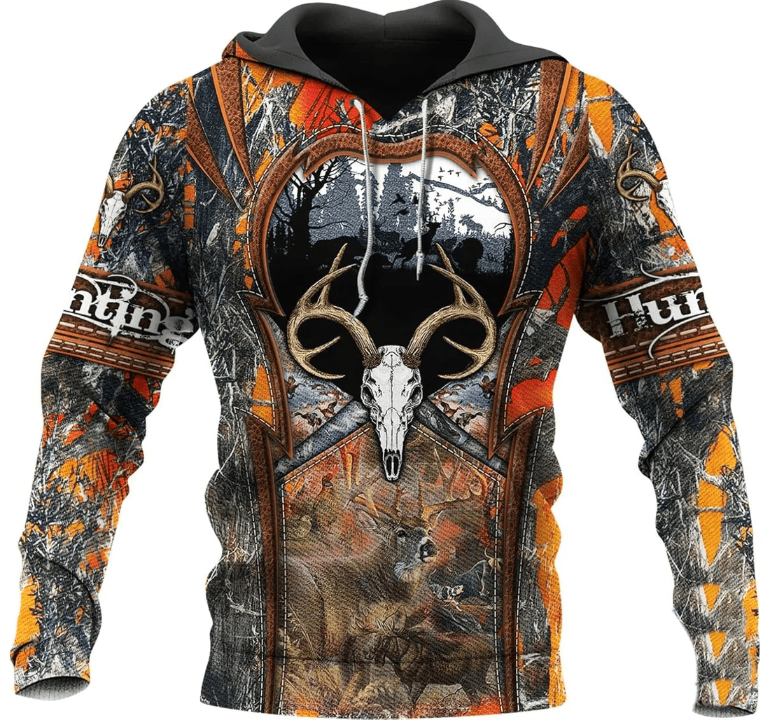 Personalized Deer Hunting Orange Pattern Family - 3D Printed Pullover Hoodie