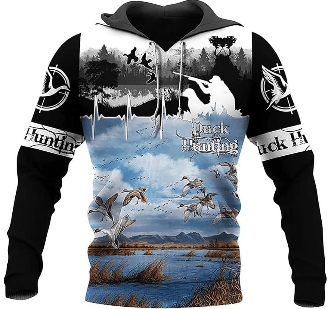 Personalized Duck Hunting Blue Color - 3D Printed Pullover Hoodie