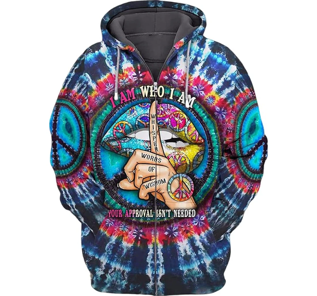 Personalized Hippie Soul I Am Who I Am Your Approval Isn't Needed Colorful Tie Dye Style - 3D Printed Pullover Hoodie