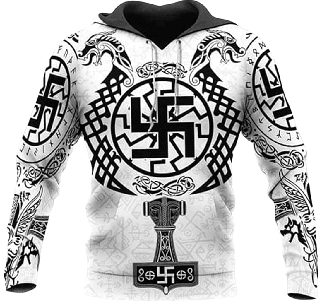 Personalized Viking Warrior Dragon Tattoo Art Lover - 3D Printed Pullover Hoodie