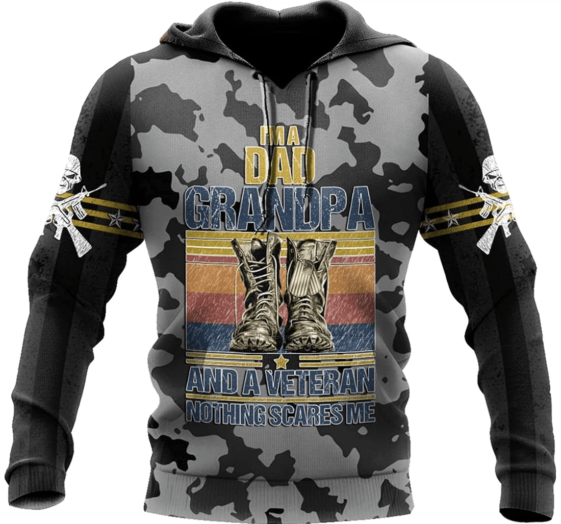 Personalized Us Army Im A Dad Grandpa A Veteran Nothing Scares Me Camo Style Xl - 3D Printed Pullover Hoodie