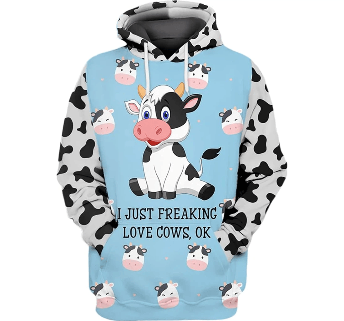 Personalized I Just Freaking Love Cows Xl - 3D Printed Pullover Hoodie