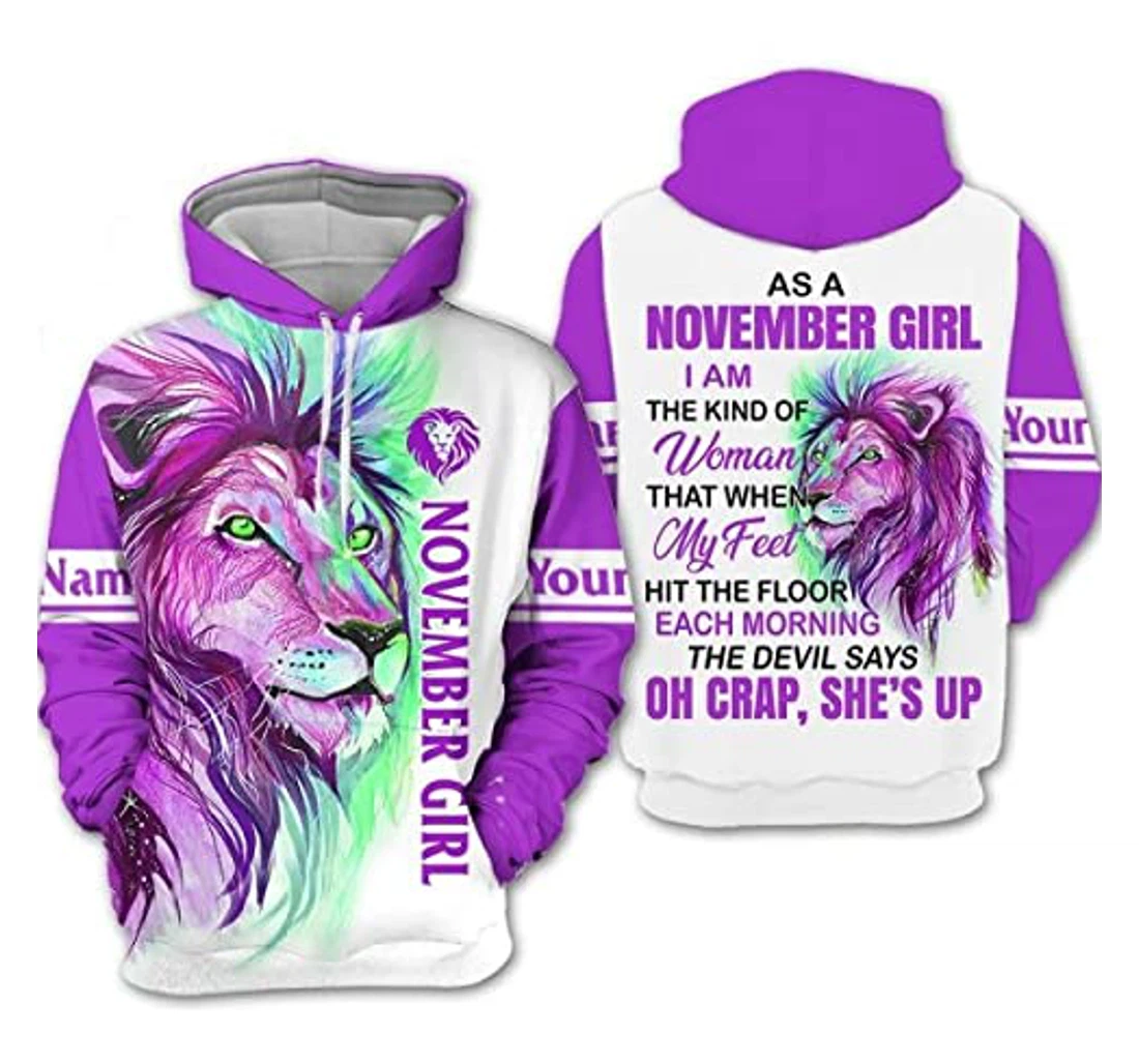 Personalized November Girl Proud Laughs Loud Wolf Pefect - 3D Printed Pullover Hoodie