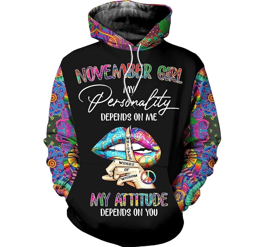 Personalized Custom Name Month November Girl Hd - 3D Printed Pullover Hoodie