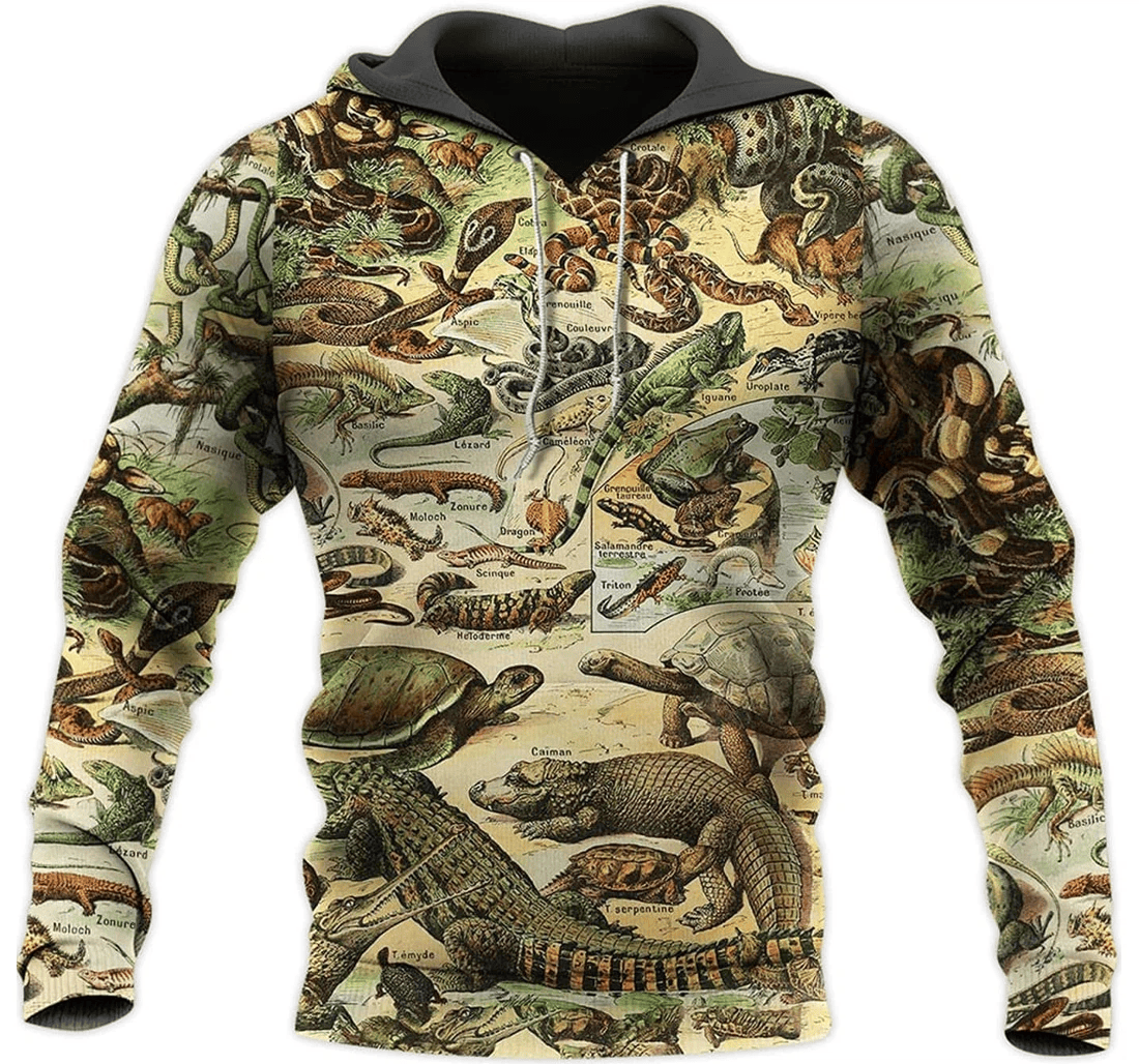 Personalized Love Reptiles Xl - 3D Printed Pullover Hoodie