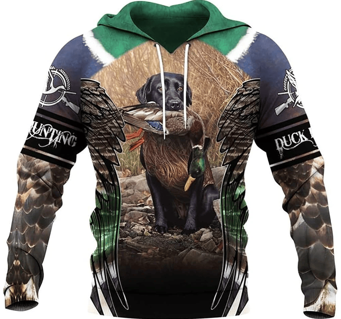 Personalized Labrador Duck Hunting Feather Pattern - 3D Printed Pullover Hoodie