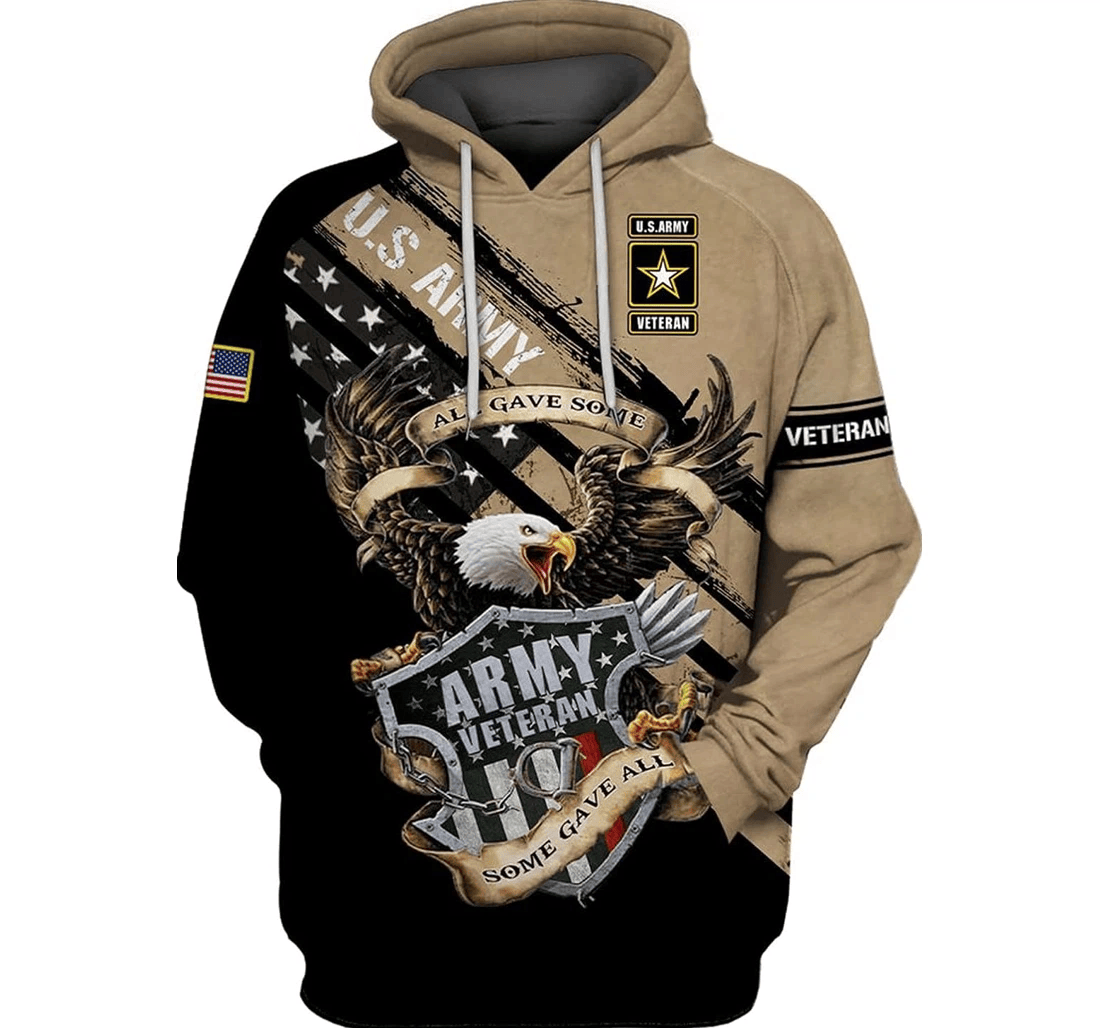 Personalized U Army Veteran Eagle All Gave Some Xl - 3D Printed Pullover Hoodie