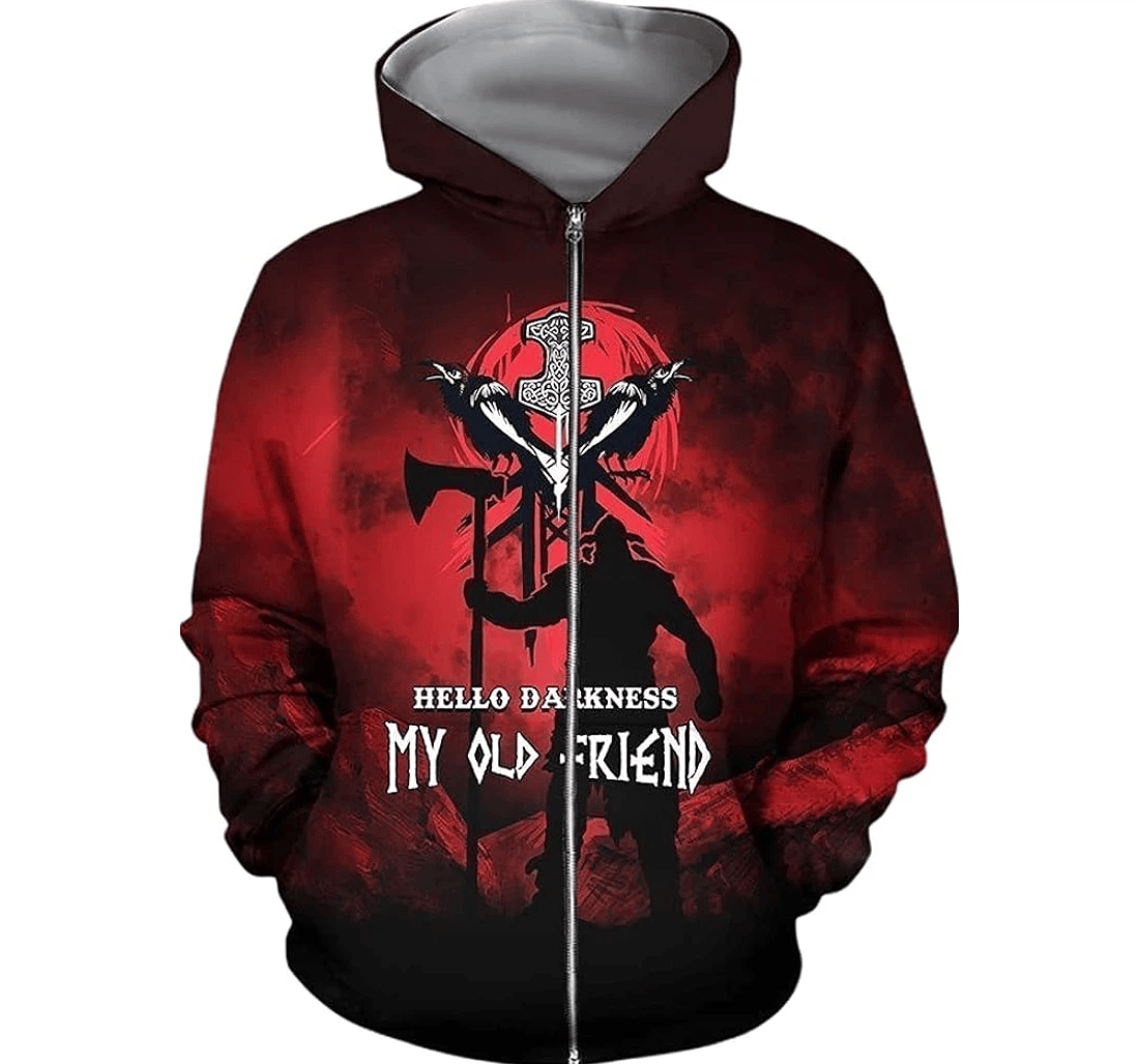 Personalized Vikings Raider Hello Darkness My Old Friend - 3D Printed Pullover Hoodie