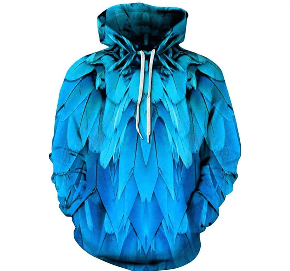 Personalized Blue Feathers Frenzy - 3D Printed Pullover Hoodie