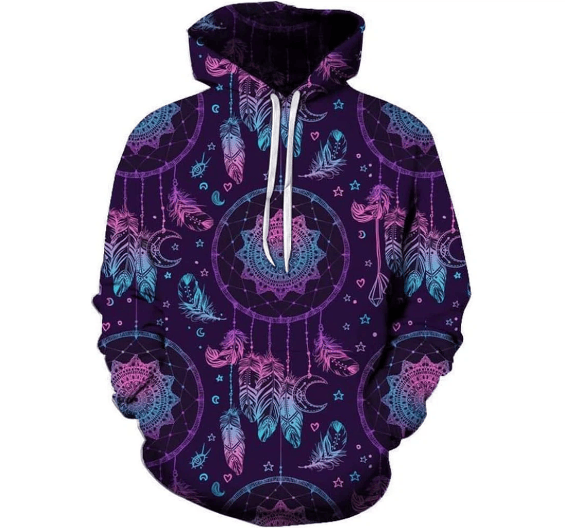Personalized Purple Moonlight Dreamcatcher - 3D Printed Pullover Hoodie