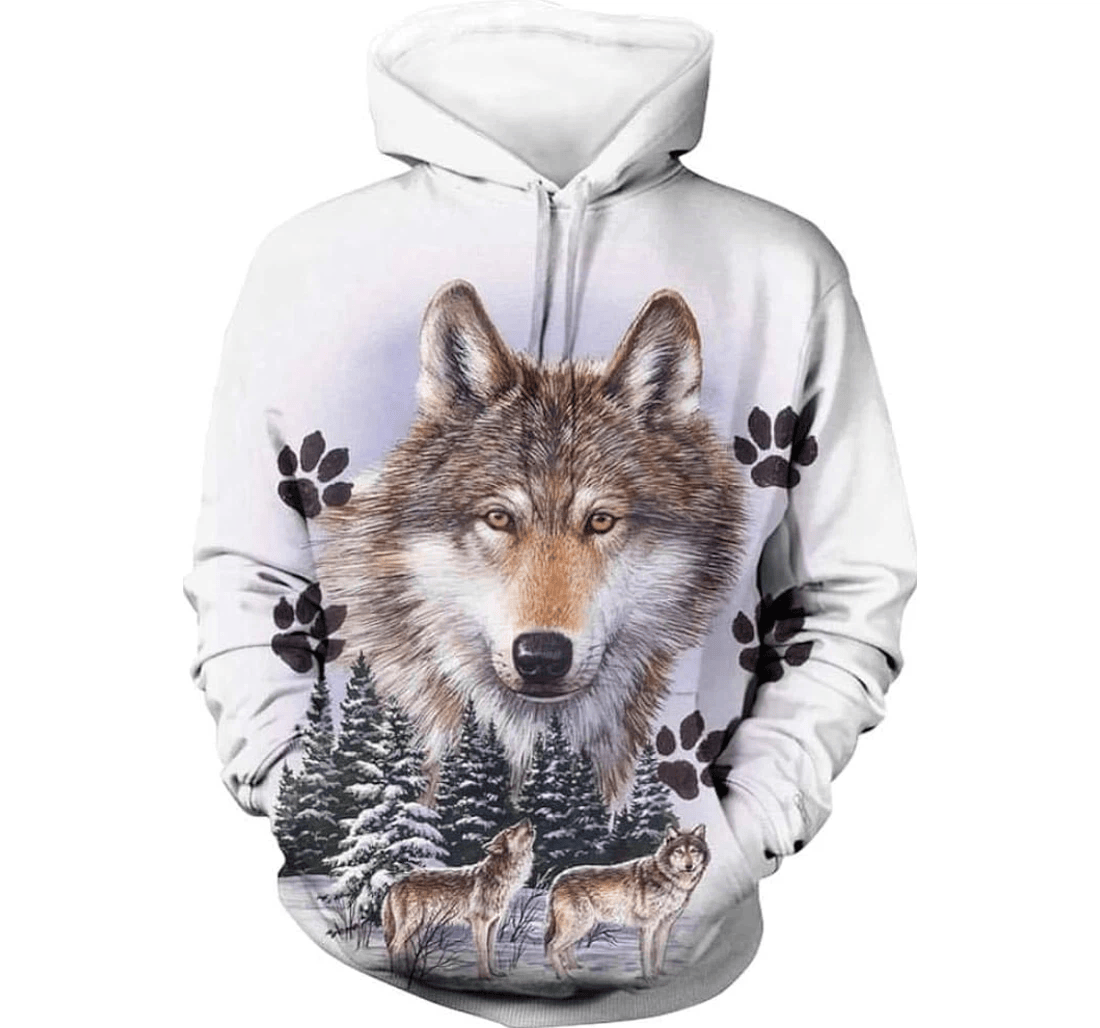 Personalized Snow Wolf Native Footprint - 3D Printed Pullover Hoodie