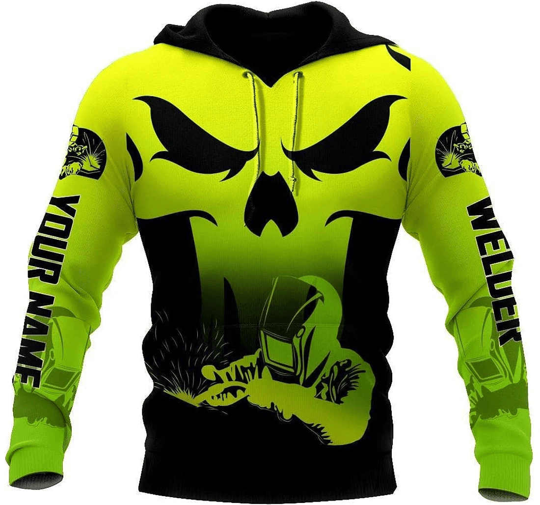 Personalized Name Green Neon Welder - 3D Printed Pullover Hoodie