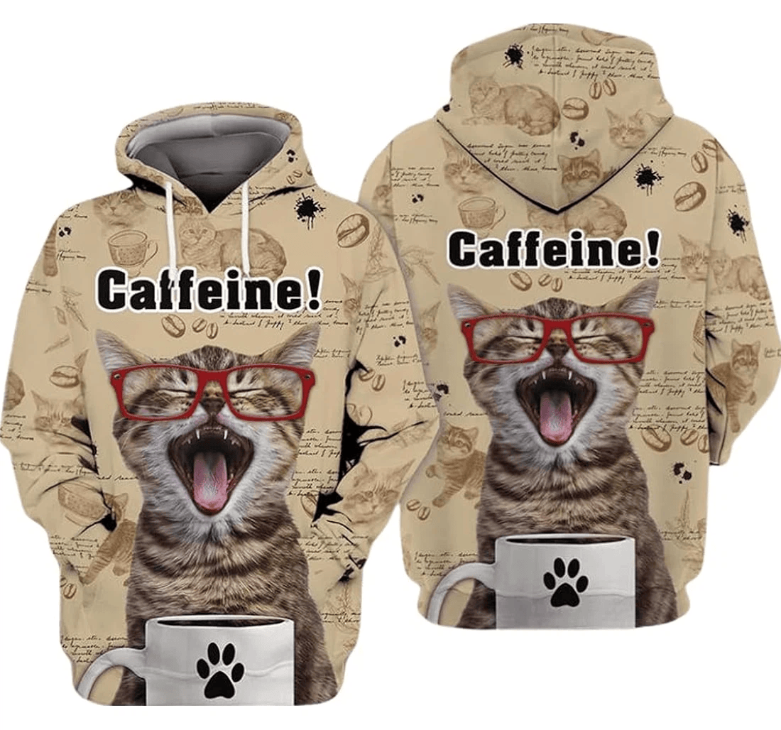 Personalized Cat Coffe Caffeine Paw Friends Or Yourself - 3D Printed Pullover Hoodie