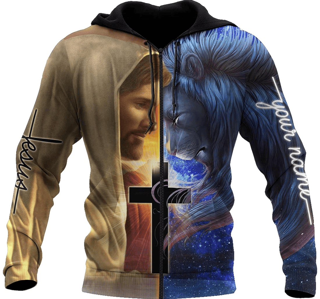 Personalized Name Jesus Lion He Is Risen Saved My Life Hawaiian - 3D Printed Pullover Hoodie