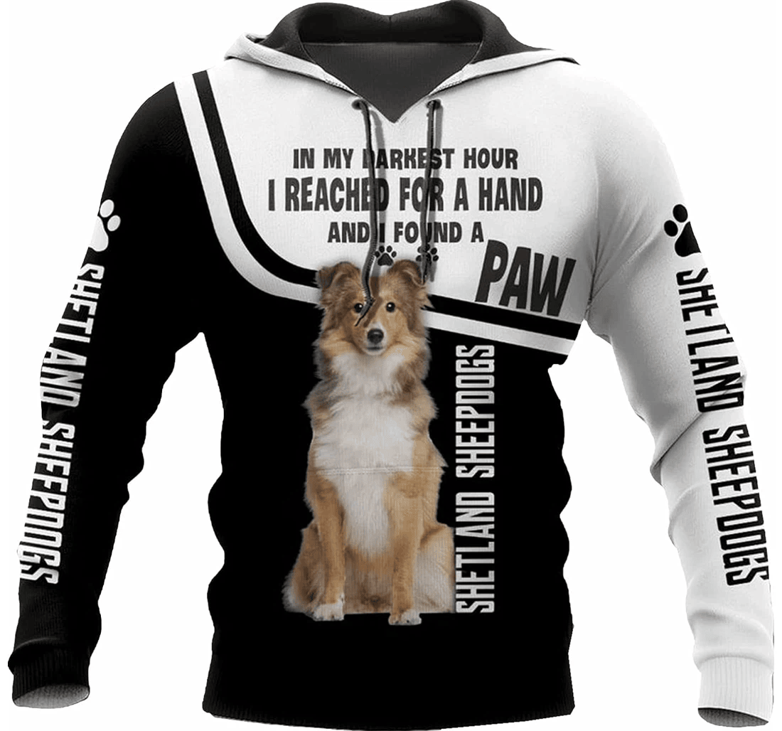 Personalized Shetland Sheep Dog Paw In My Darkest Hour I Reachid A Hand I Found A Paw Hawaiian - 3D Printed Pullover Hoodie