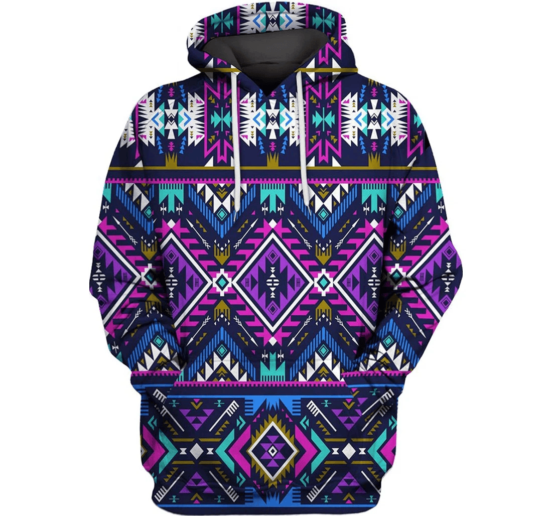 Personalized Purple Blue Pattern Beautiful Simple Hawaiian - 3D Printed Pullover Hoodie