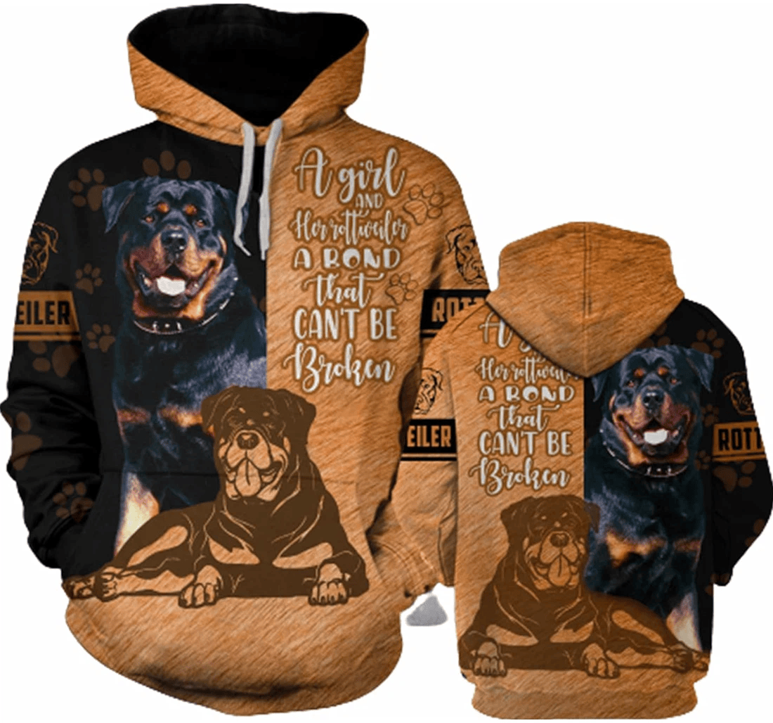 Personalized Rottweiler A Girl Herrottuciler A Bond That Can't Be Broken Hawaiian - 3D Printed Pullover Hoodie