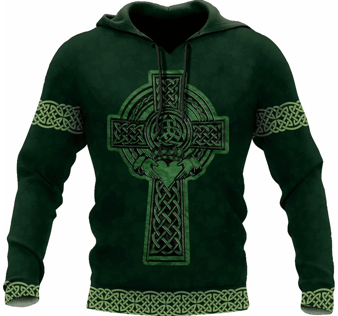 Personalized Irish Saint Patrick's Day Shamrock Celtic Cross Hawaiian - 3D Printed Pullover Hoodie