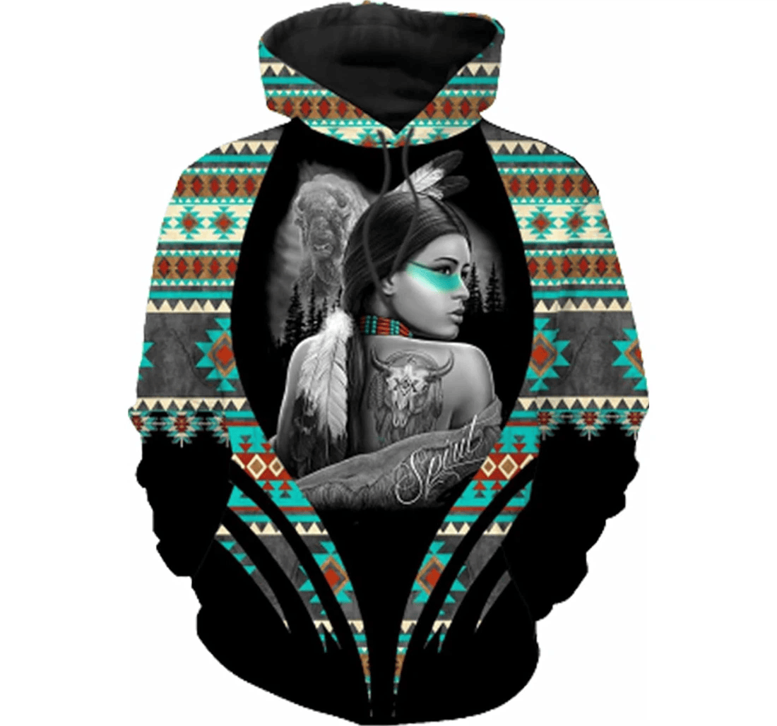 Personalized Native American Girl Bison Hawaiian - 3D Printed Pullover Hoodie