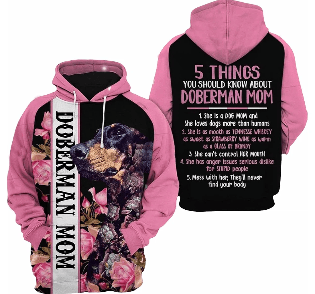 Personalized Doberman Mom You Should Know About Doberman Mom Hawaiian - 3D Printed Pullover Hoodie