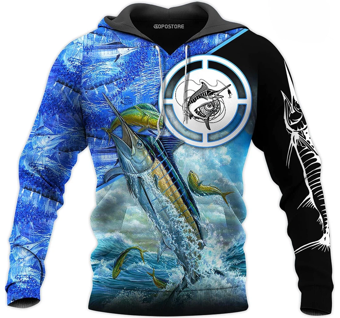 Personalized Marlin Fishing Camouflage Fisherman Hawaiian - 3D Printed Pullover Hoodie