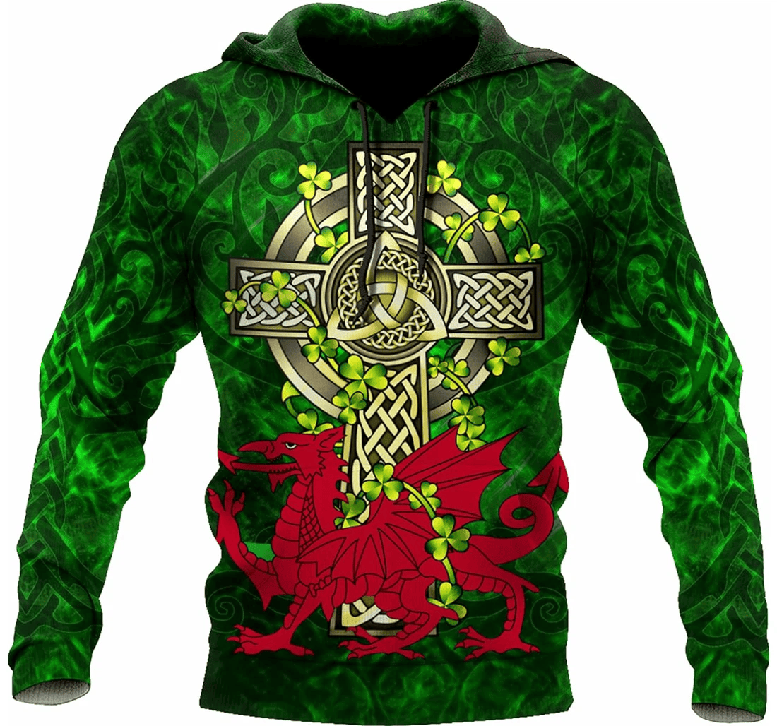 Personalized Irish Jesus Saint Patrick's Day Shamrock Celtic Cross Hawaiian - 3D Printed Pullover Hoodie