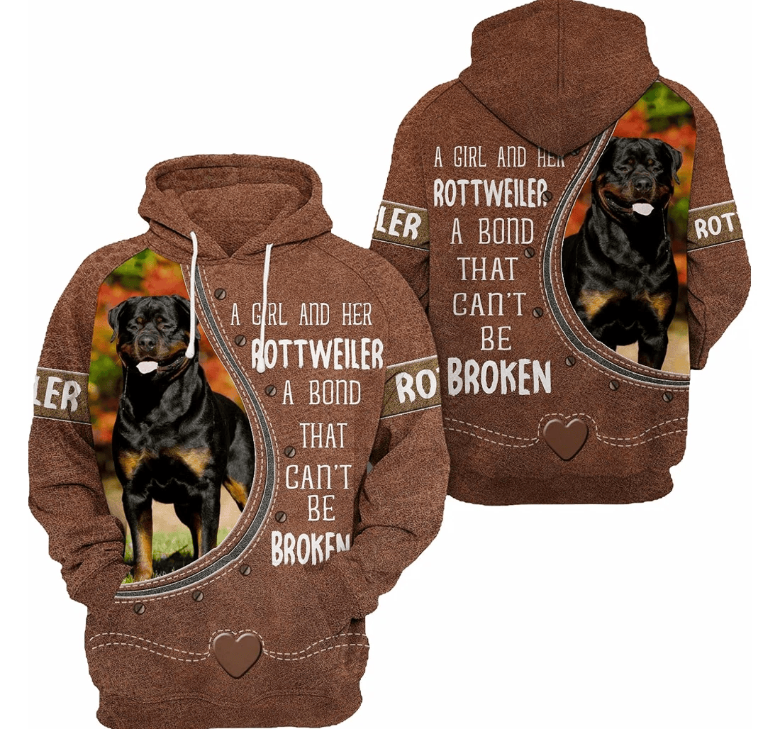Personalized Rottweiler A Bond That Can't Be Broken Hawaiian - 3D Printed Pullover Hoodie