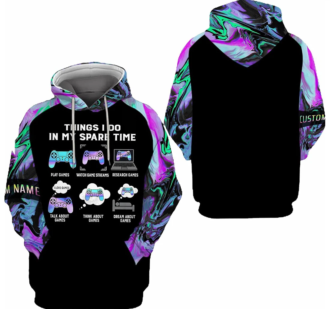Personalized Name Game Things I Do In My Spare Time Hawaiian - 3D Printed Pullover Hoodie