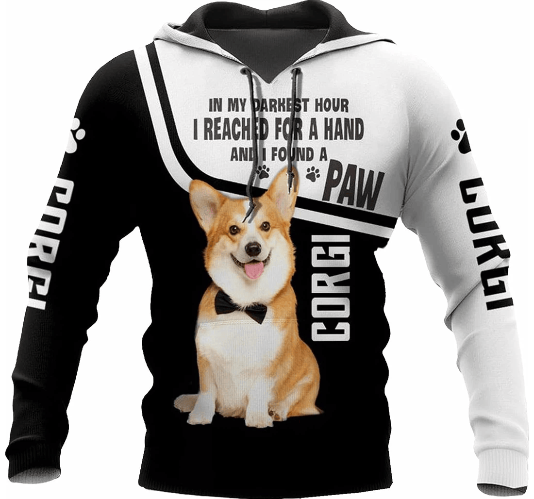 Personalized Corgi Dog Paw In My Darkest Hour I Reachid A Hand I Found A Paw Hawaiian - 3D Printed Pullover Hoodie