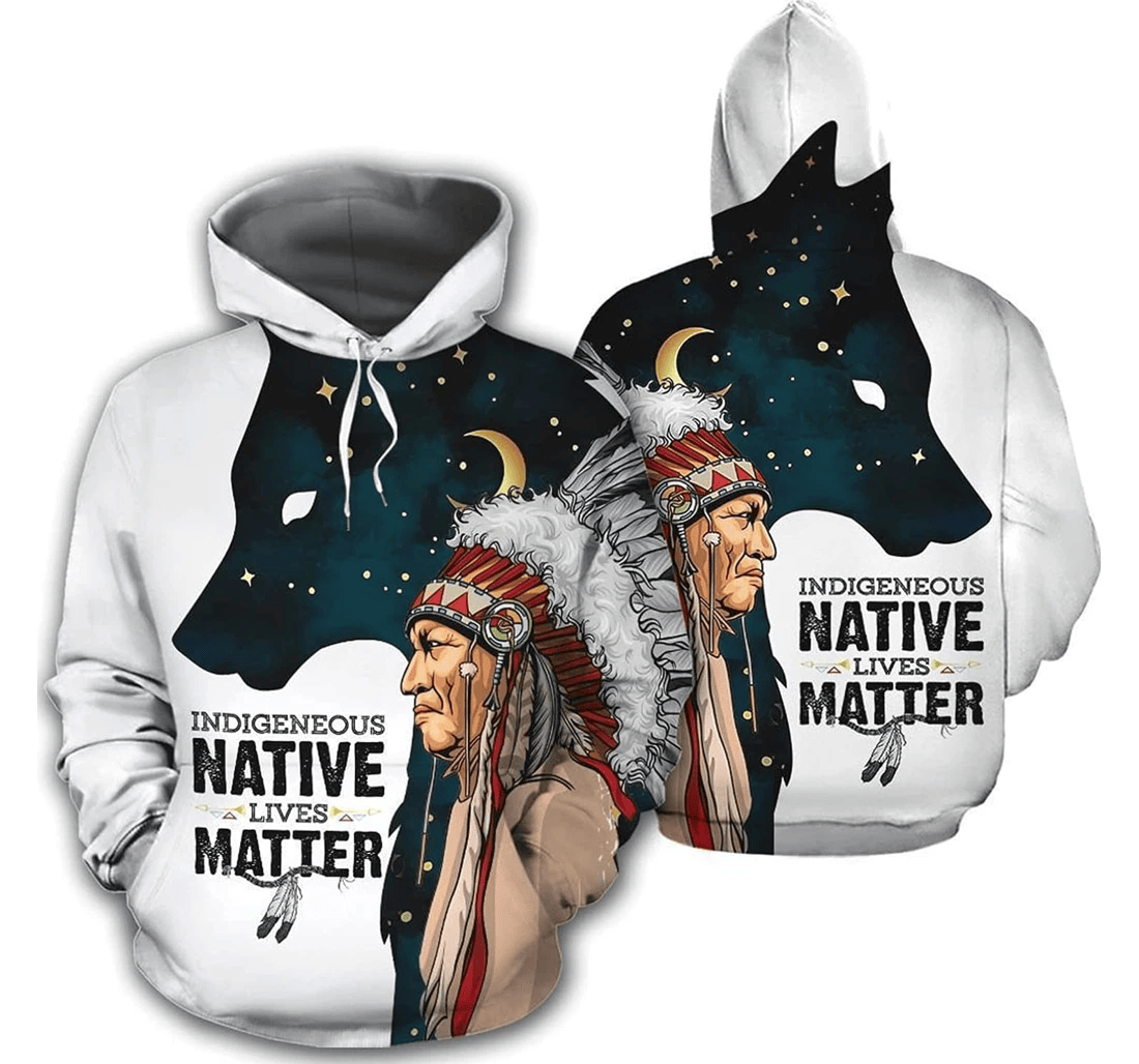Personalized Indigeneous Native Lives Matter Native Americans Wolf Hawaiian - 3D Printed Pullover Hoodie