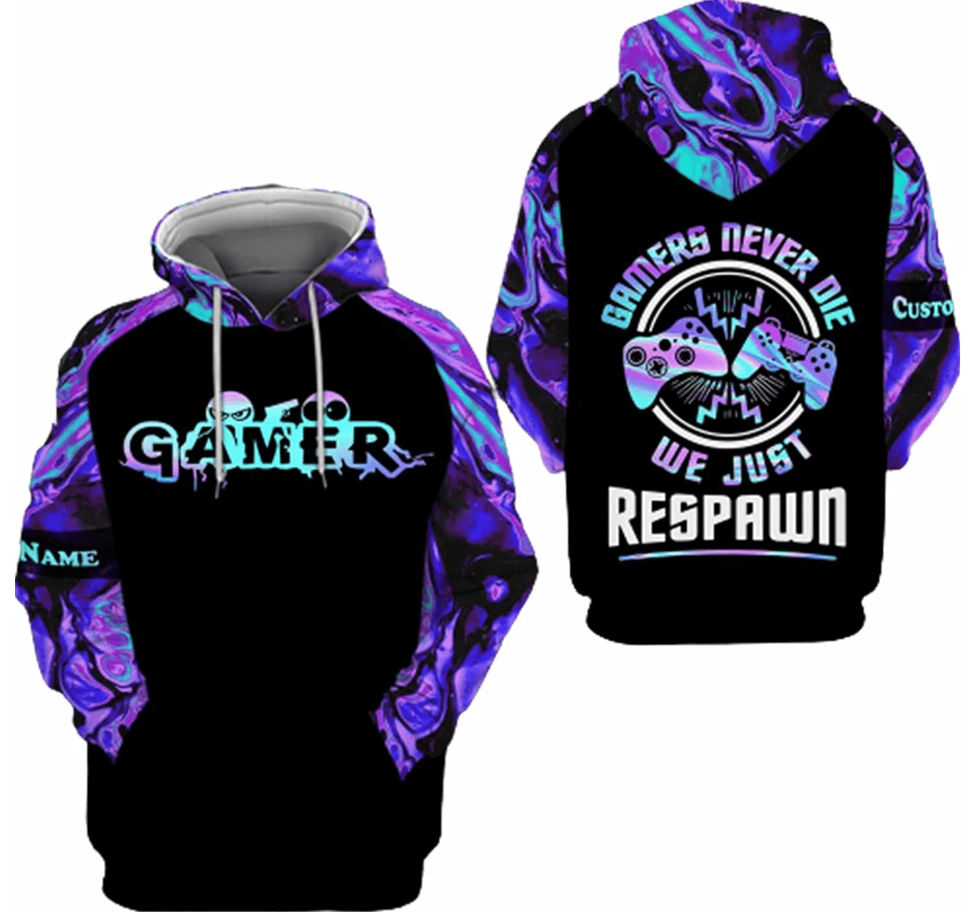 Personalized Name Game Never Die We Just Respawn Hawaiian - 3D Printed Pullover Hoodie