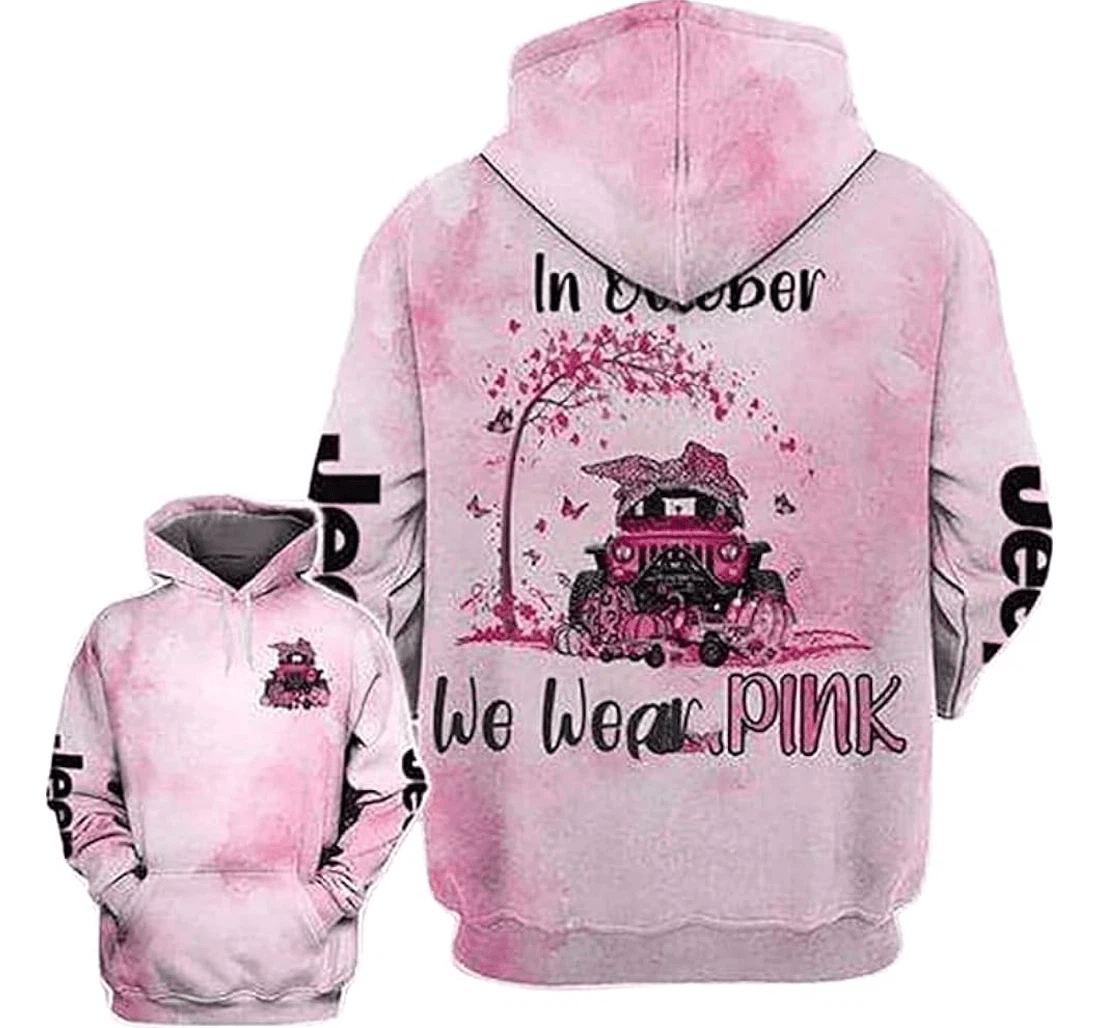 Personalized Jp Car In October Breast Cancer Tree Hawaiian - 3D Printed Pullover Hoodie