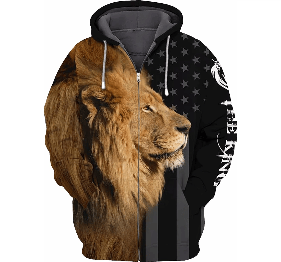 Personalized Lion The King American Flag Hawaiian - 3D Printed Pullover Hoodie