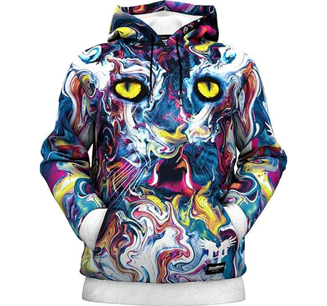 Personalized Abstract Cat Dreamy Minds Colorful Style Hawaiian - 3D Printed Pullover Hoodie