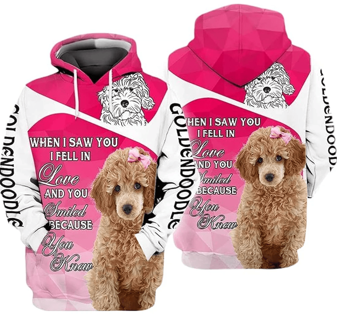 Personalized Golden Doodle Smile When I Saw You I Feel In Love Dog Pet Lover Hawaiian - 3D Printed Pullover Hoodie