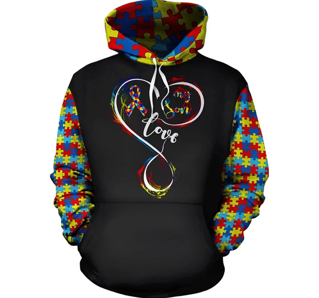 Personalized Autism Awareness Love My Son Hawaiian - 3D Printed Pullover Hoodie