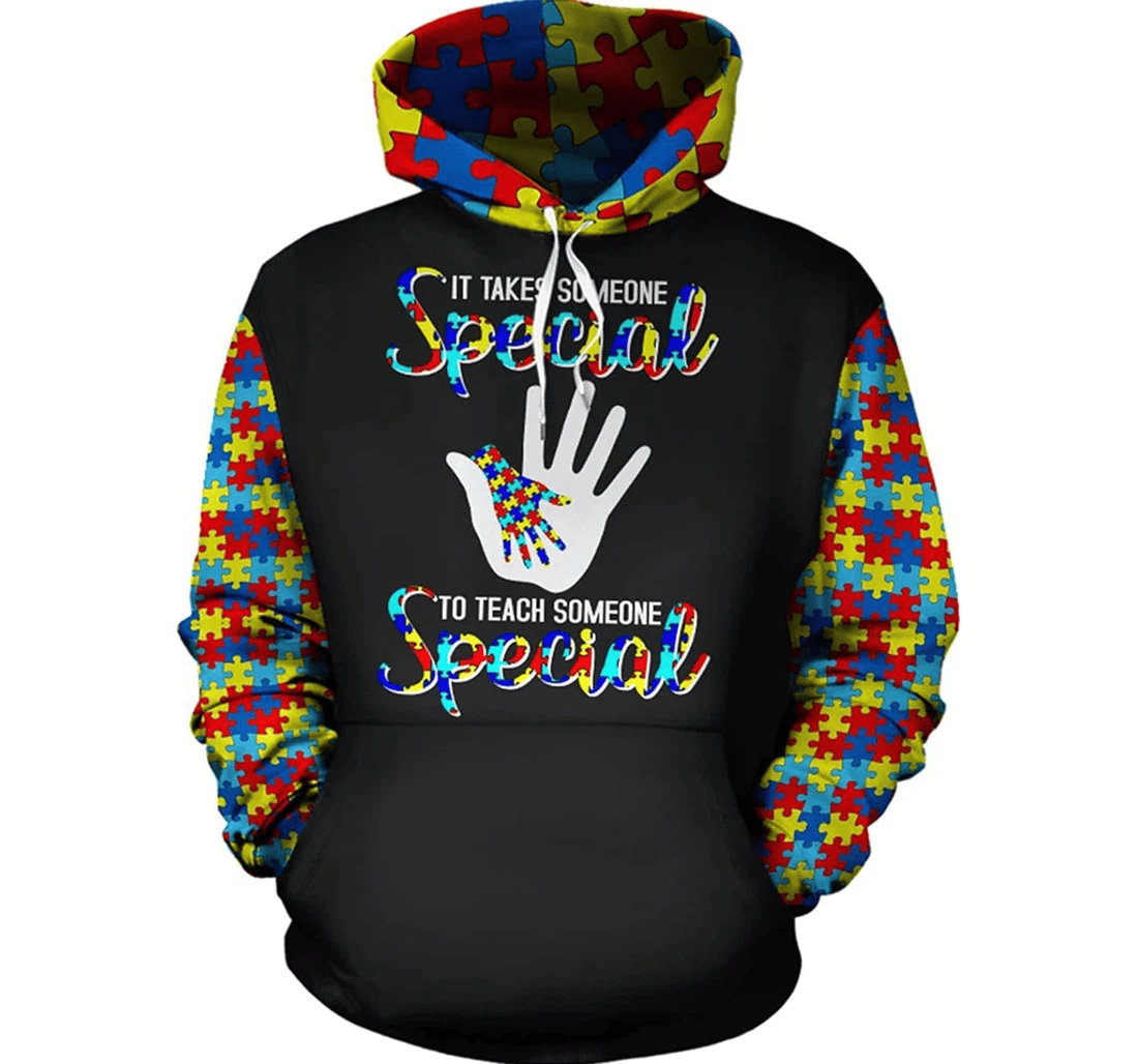 Personalized Believe Autism Awareness Teach Someone Special Hawaiian - 3D Printed Pullover Hoodie